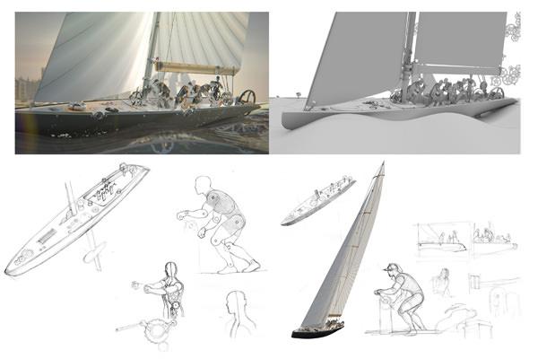 欧米茄Omega同轴机芯3D宣传片帆船运动设计稿