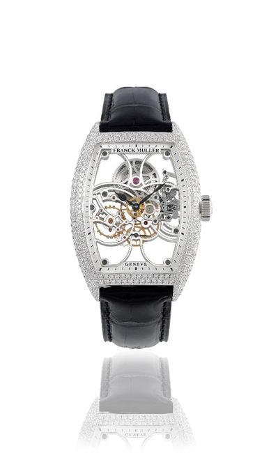 蕴含着时计技术精华的FRANCK MULLER 7 Days Power Reserve Skeleton in 18K White Gold with diamonds 